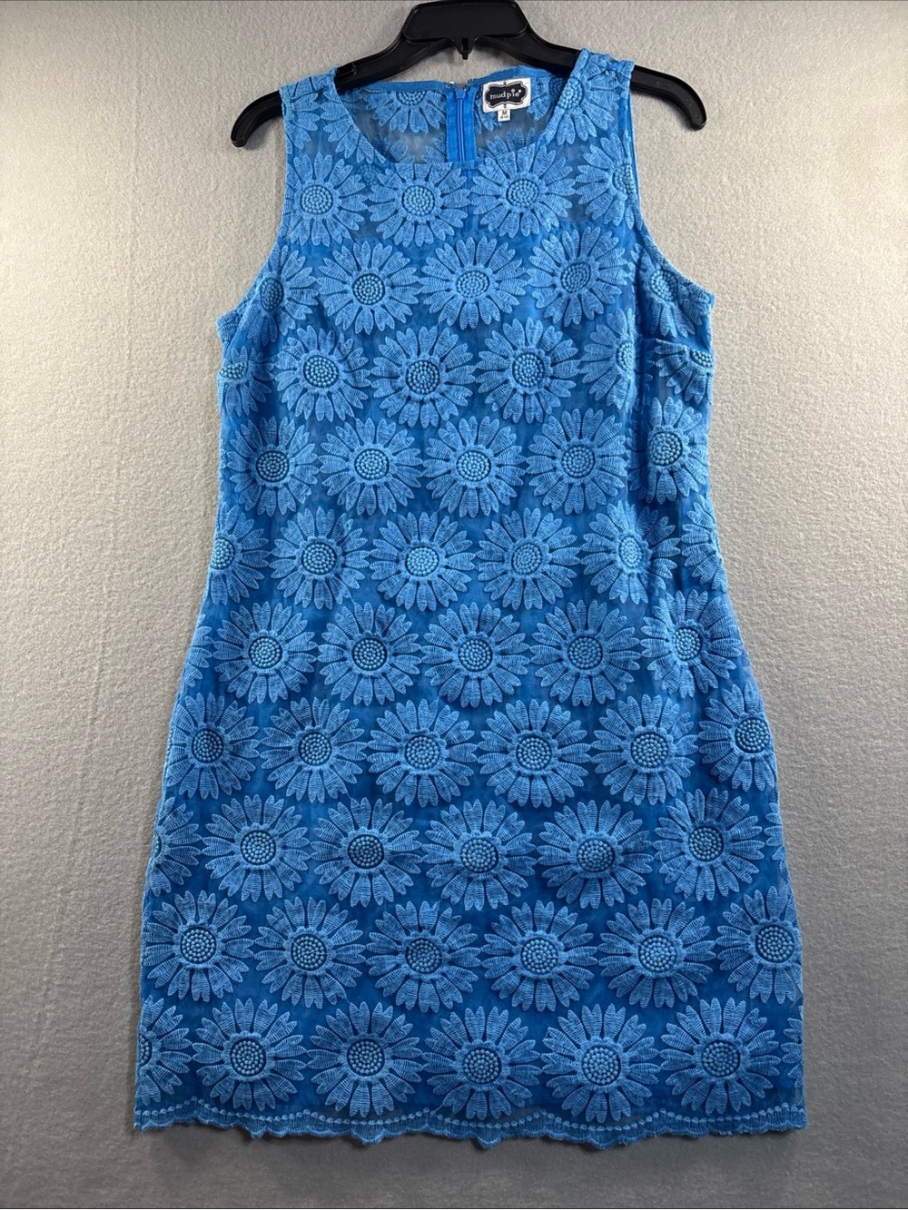 MudPie Dress Blue Embroidered Daisy Lace Size Medium